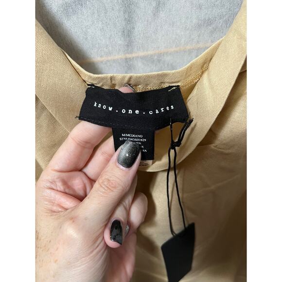 Know One Cares Linen Blend Cowl Neck Slip Midi Dress Beige Size M NWT Wedding - Picture 5 of 8